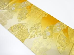 アンティーク　扇に鼓・御所車模様織り出し袋帯（材料）